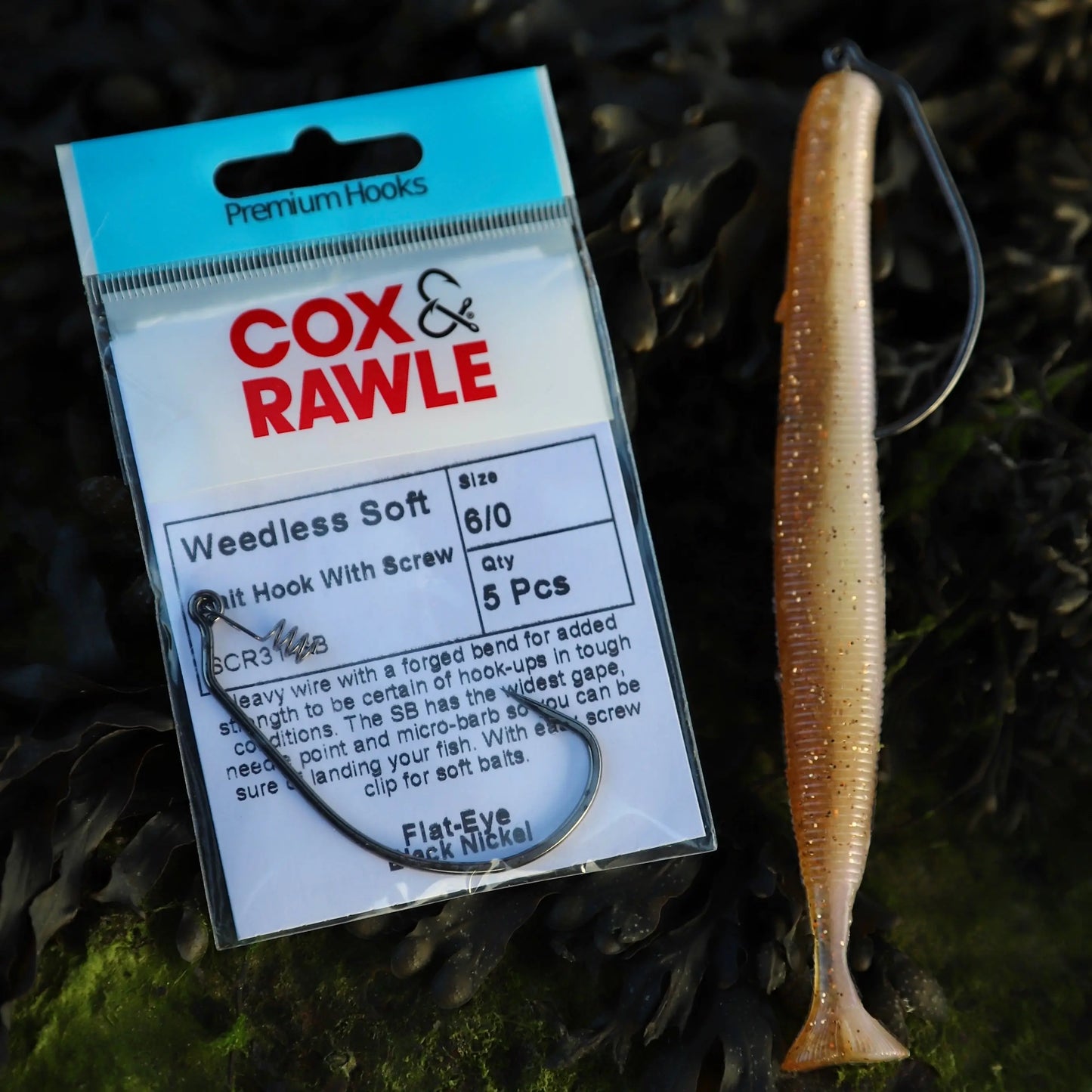 Cox & Rawle SCR31-SB Weedless Soft Bait Hook With Screw - SPRITE Fishing
