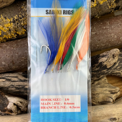 6-Hook Mackeral Feather Sabiki Rig #1/0 SPRITE Fishing