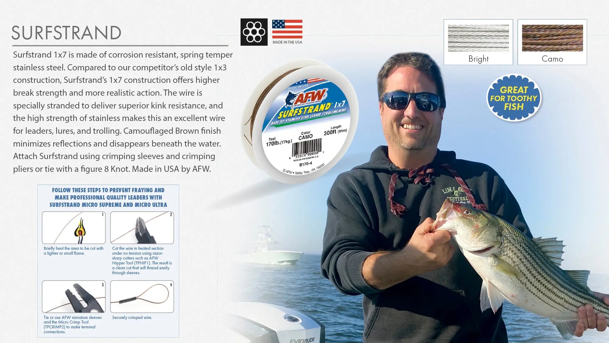 AFW SURFSTRAND 1x7 Stainless Steel Leader Wire SPRITE Fishing