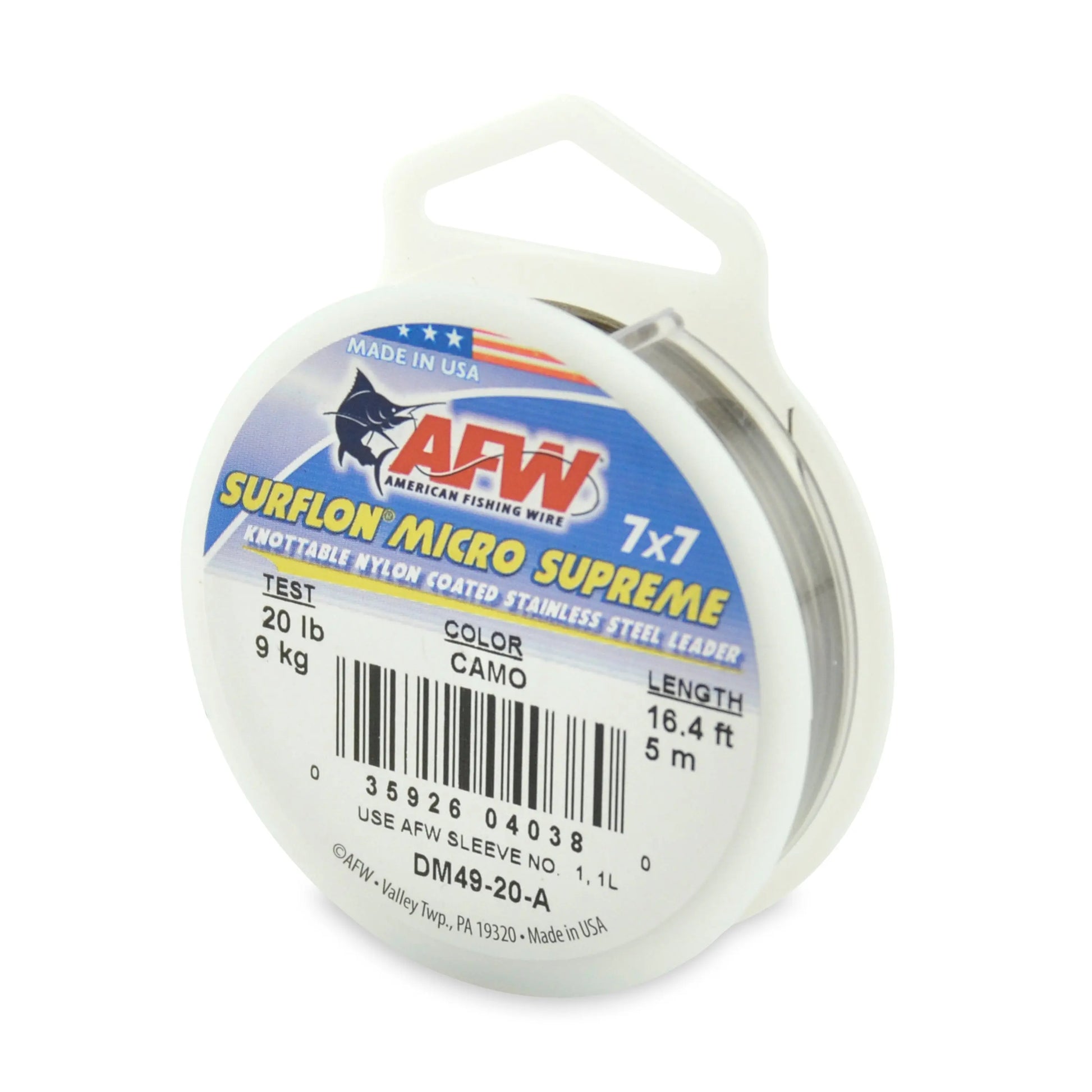 AFW DM49-20-A 20lb Surflon Micro Supreme Leader Wire SPRITE Fishing