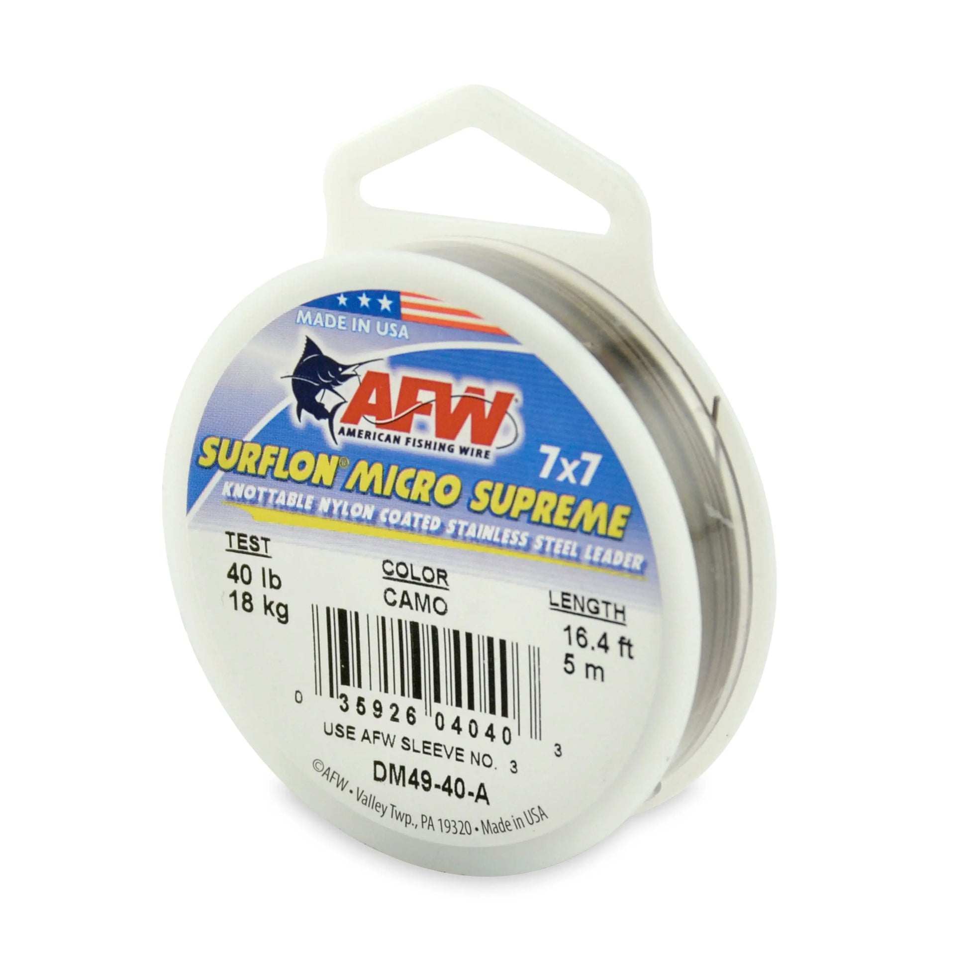 AFW DM49-40-A 40lb Surflon Micro Supreme Leader Wire SPRITE Fishing