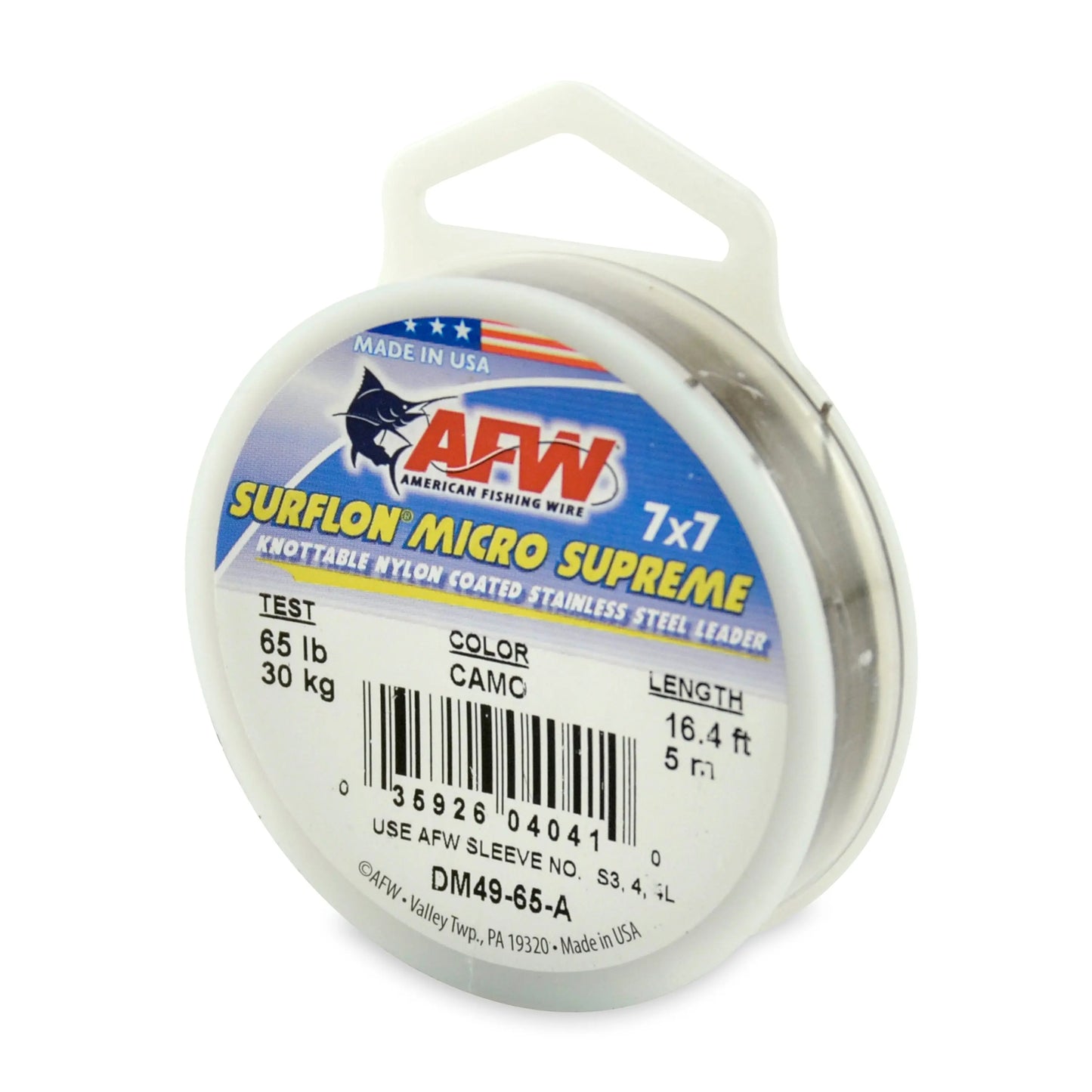 AFW DM49-65-A 65lb Surflon Micro Supreme Leader Wire SPRITE Fishing