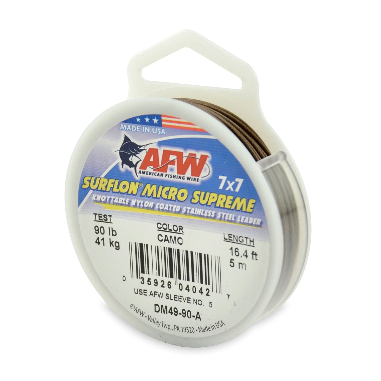 AFW DM49-90-A 90lb Surflon Micro Supreme Leader Wire SPRITE Fishing