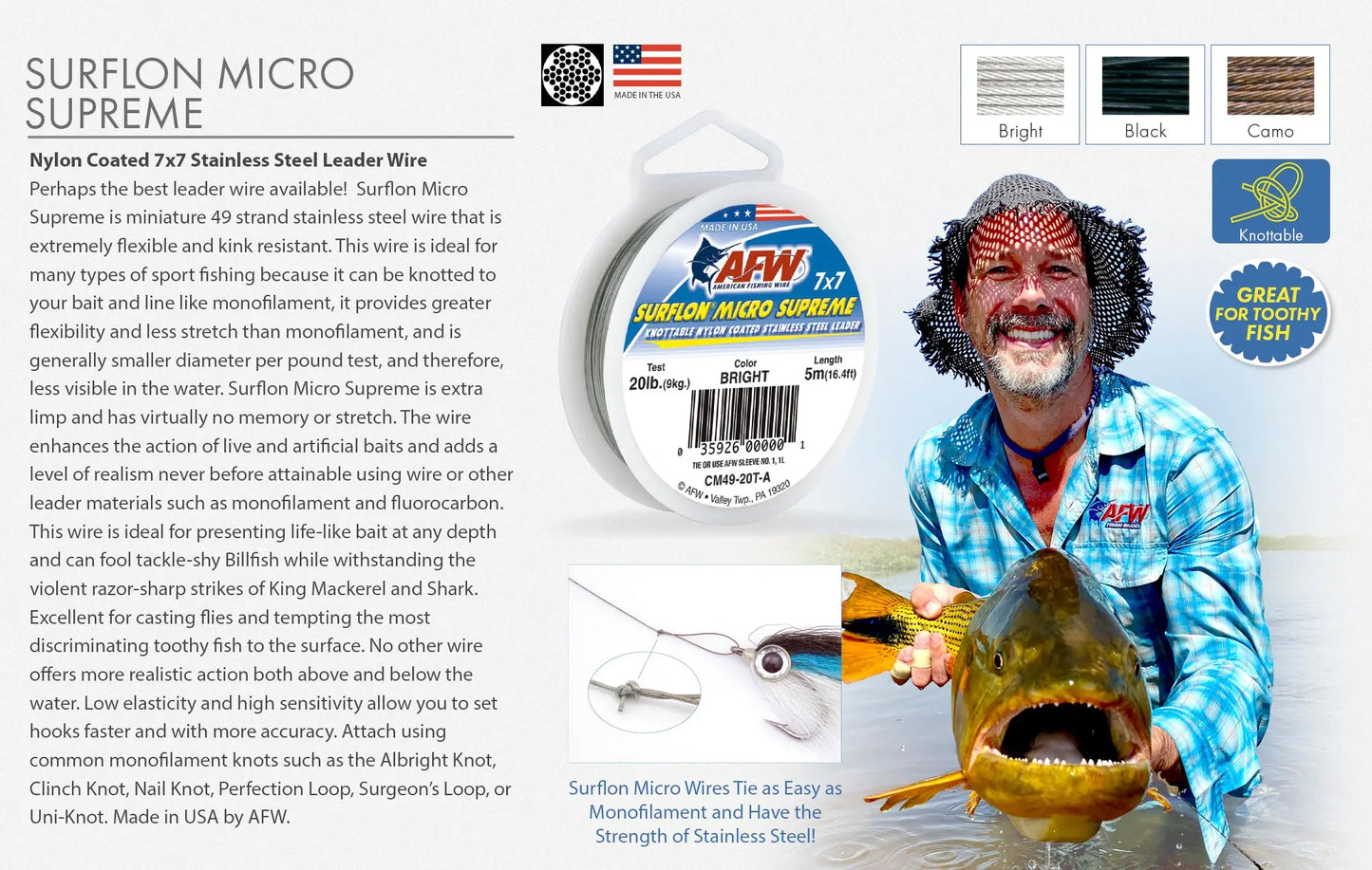 AFW Surflon Micro Supreme Leader Wire SPRITE Fishing