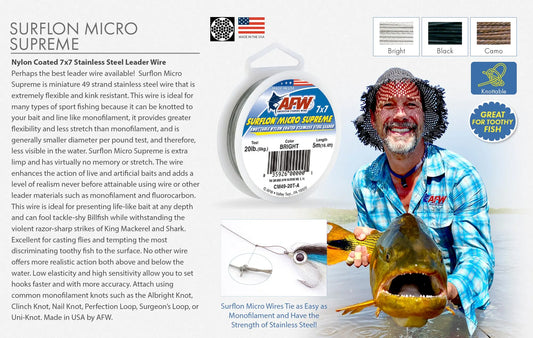 AFW Surflon Micro Supreme Leader Wire SPRITE Fishing
