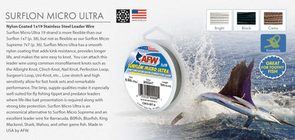 AFW Surflon Micro Ultra 19-Strand Leader Wire for making your own Traces SPRITE Fishing