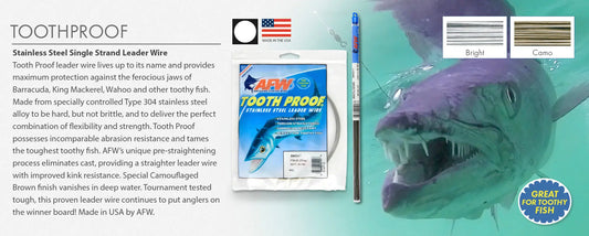 AFW ToothProof Stainless Single Strand Leader Wire SPRITE Fishing