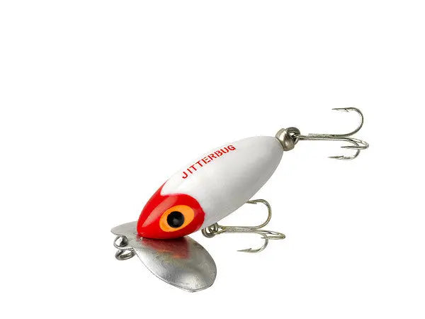 Arbogast Jitterbug White/Red Head Topwater Lure - SPRITE Fishing