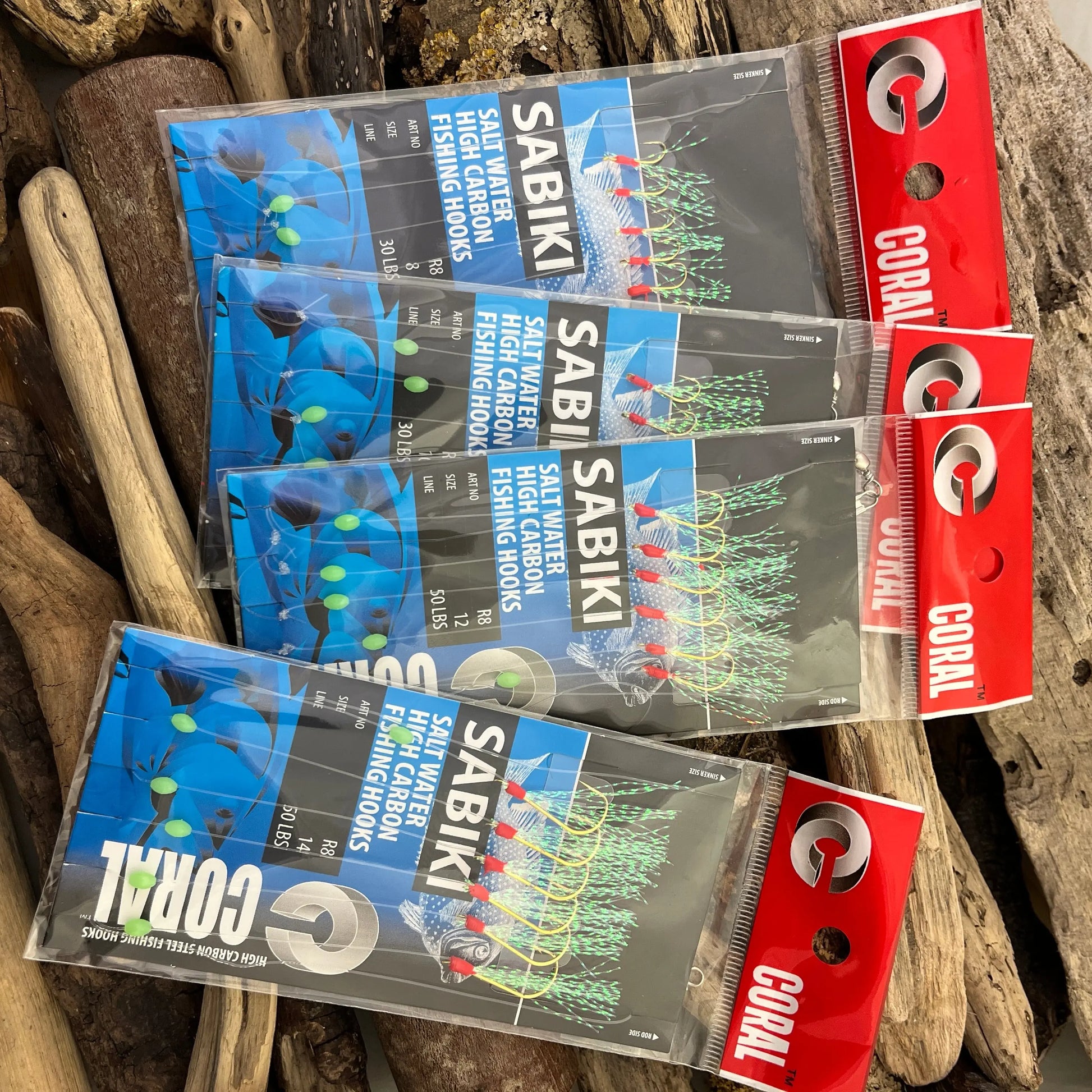 Coral 6-Hook Sabikis for Mackerel, Whiting and Pouting for the pot or bait SPRITE Fishing