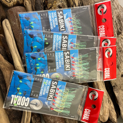 Coral 6-Hook Sabikis for Mackerel, Whiting and Pouting for the pot or bait SPRITE Fishing
