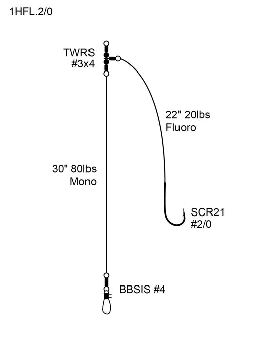 Cox & Rawle 1-Hook Flapper Rig (Long Shank) SPRITE Fishing