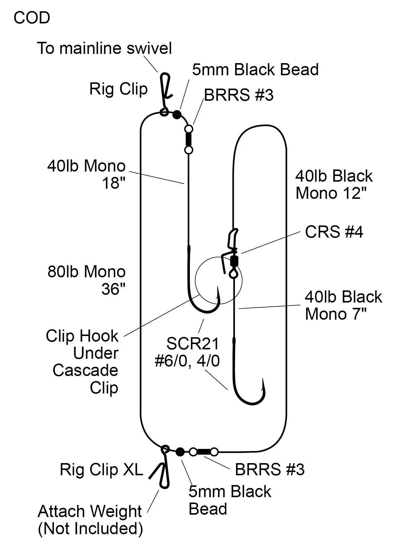 Cox & Rawle Cod Rig (Pulley Loop) SPRITE Fishing