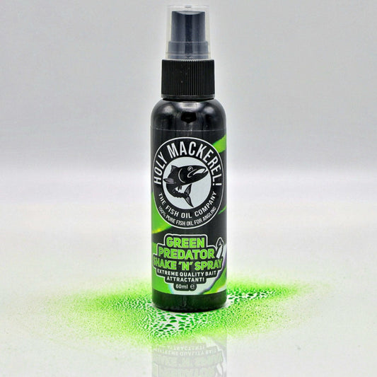 Holy Mackerel! Shake 'n Spray Green Predator Bait Attractant Bottle