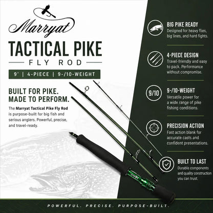 Marryat-Tactical-Pike-Fly-Rod-9ft-10wt-4pc-Fly-Fishing-Rod-SPRITE-Fishing
