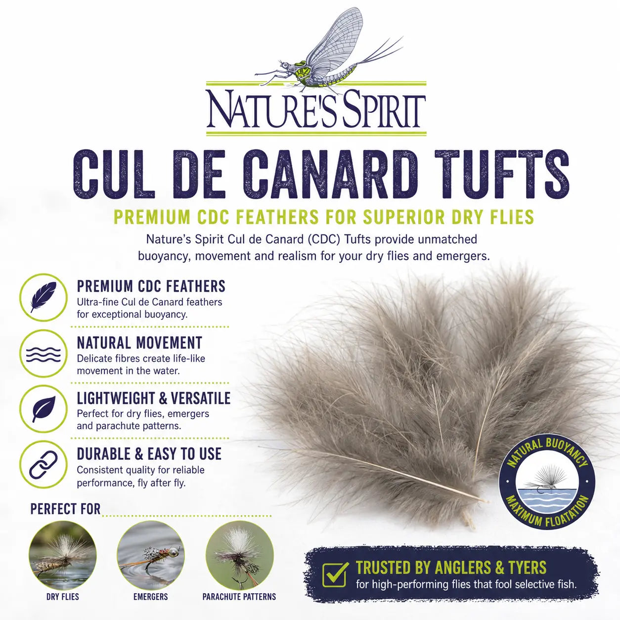 Nature's Spirit CDC Cul De Canard Tufts for Dry Flies and Emergers