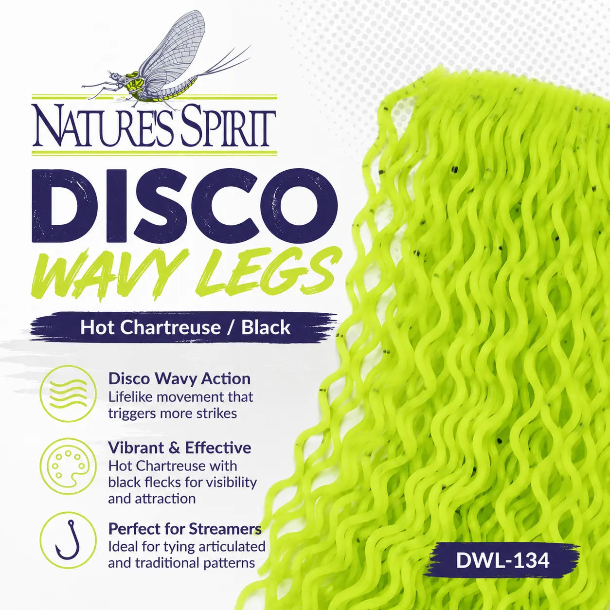 Nature's Spirit Disco Wavy Legs | Premium Fly Tying Material