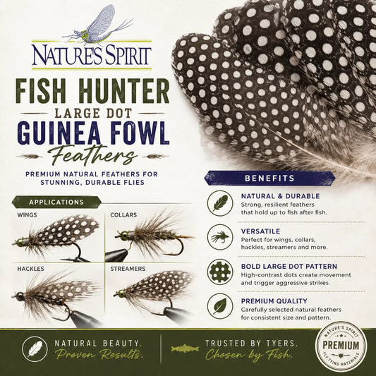 Nature's Spirit FishHunter Large Dot Guinea Fowl Feathers