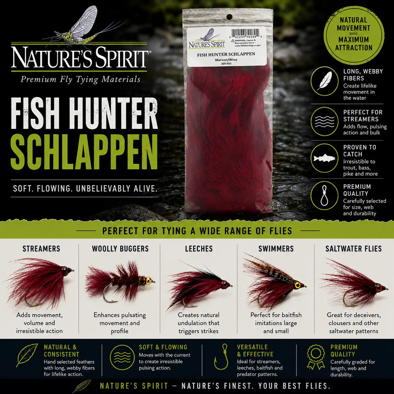 Nature's Spirit Premium Materials available at Sprite Fishing