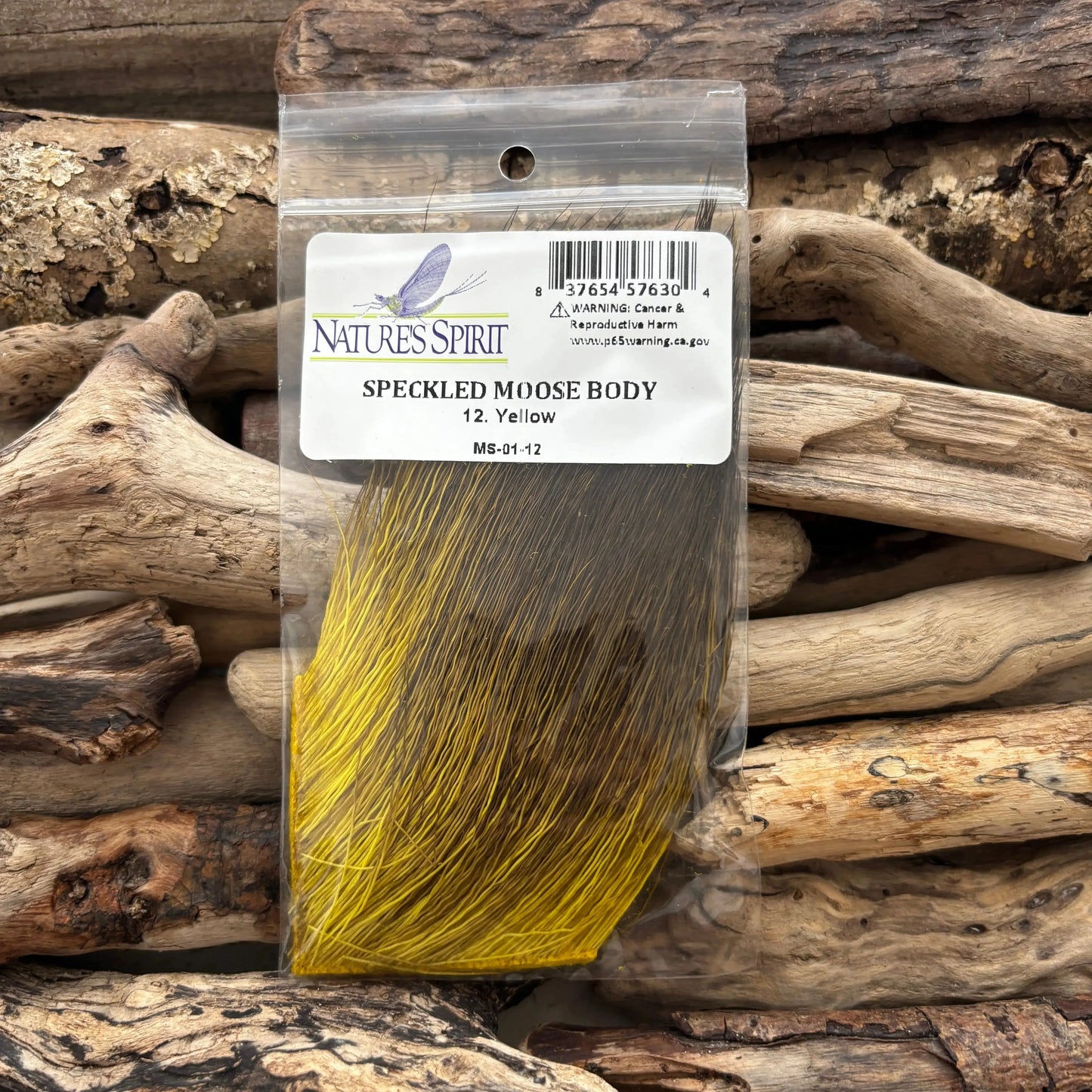 Nature's Spirit Speckled Moose Body Hair 12 Yellow - Sprite Fishing