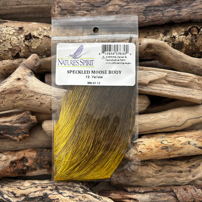 Nature's Spirit Speckled Moose Body Hair 12 Yellow - Sprite Fishing