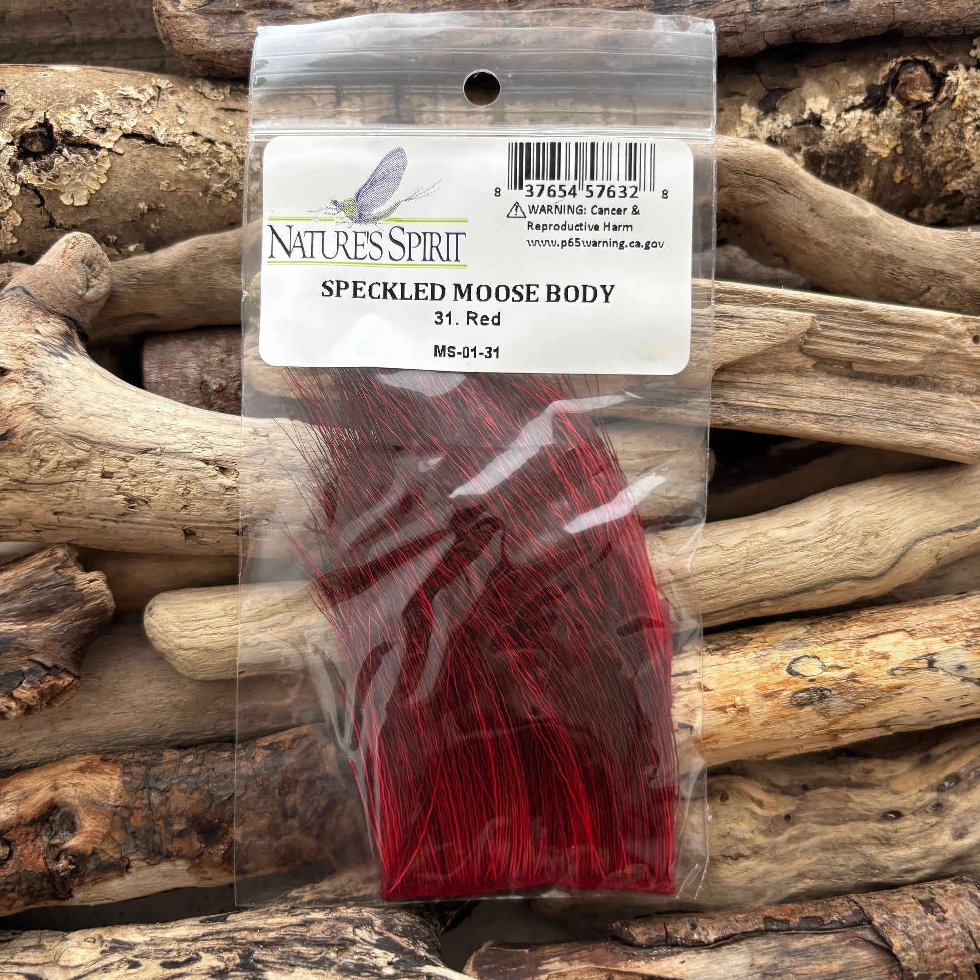 Nature's Spirit Speckled Moose Body Hair 31 Red - Sprite Fishing