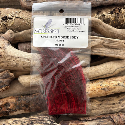 Nature's Spirit Speckled Moose Body Hair 31 Red - Sprite Fishing