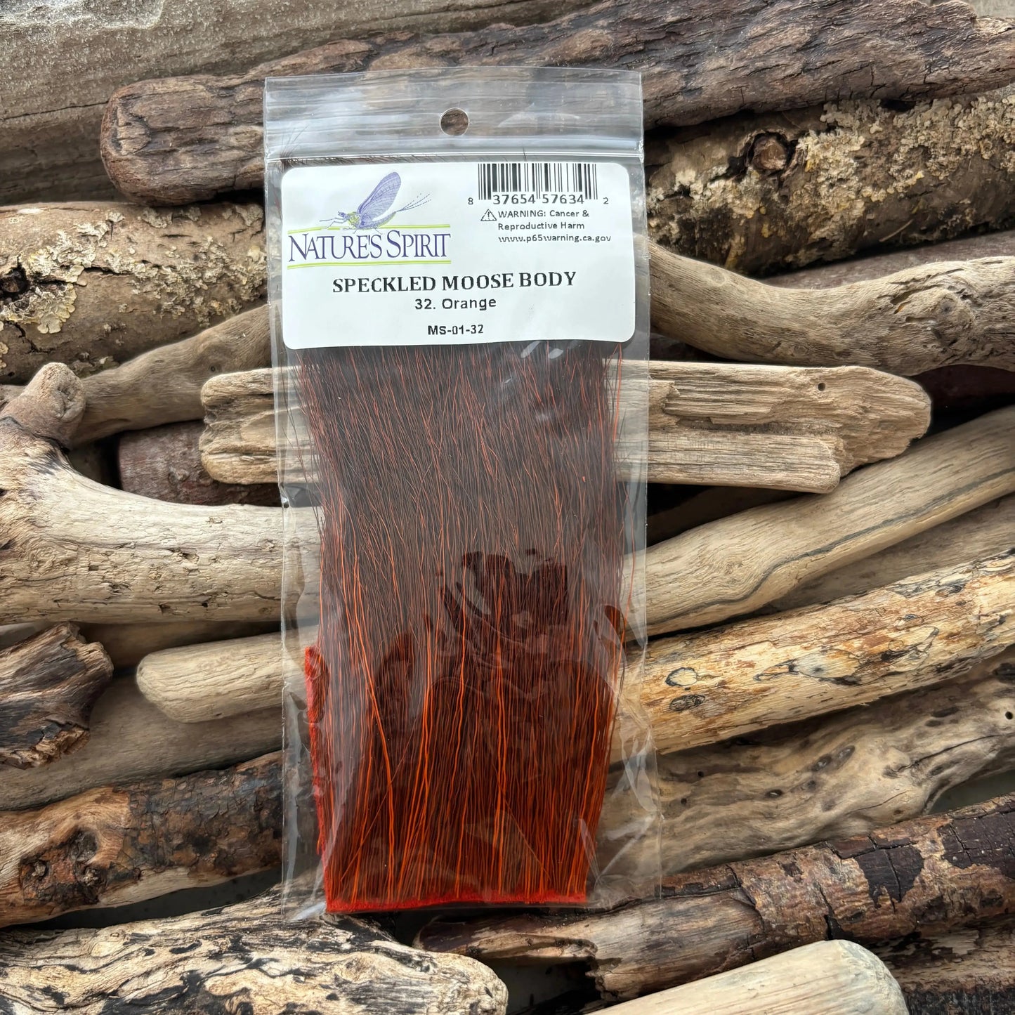 Nature's Spirit Speckled Moose Body Hair 32 Orange - Sprite Fishing