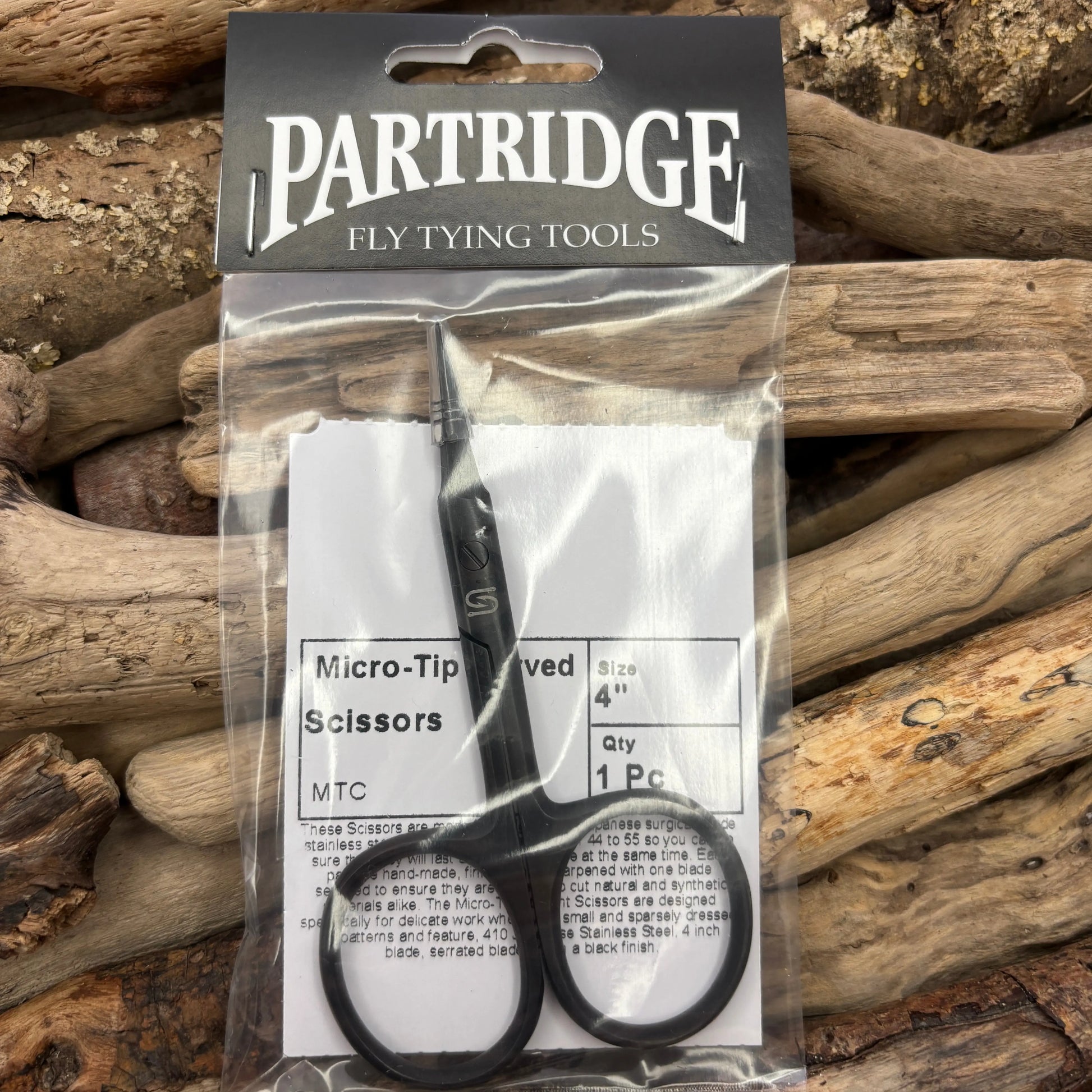 Partridge 4" Micro-Tip Curved Scissors packed - Sprite Fishing