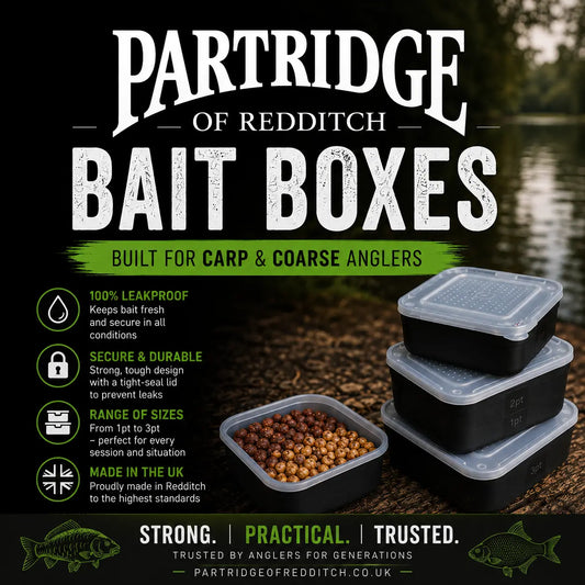 Partridge Bait Tubs for Worms, Maggots, even storage when Coarse & Carp Fishing