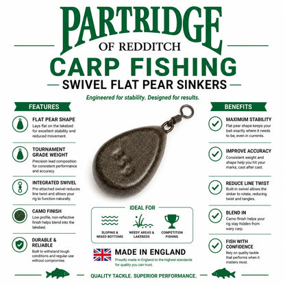 Partridge Carp Swivel Flat Pear Sinker
