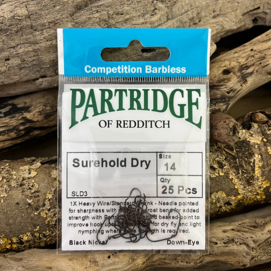 Partridge Competition Barbless SLD3 Surehold Dry Hook SPRITE Fishing