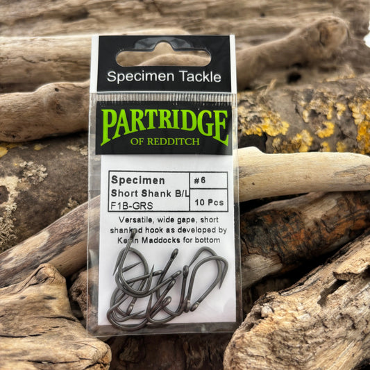 Partridge Specimen F1B Short-Shank Barbless Boilie Hook SPRITE Fishing