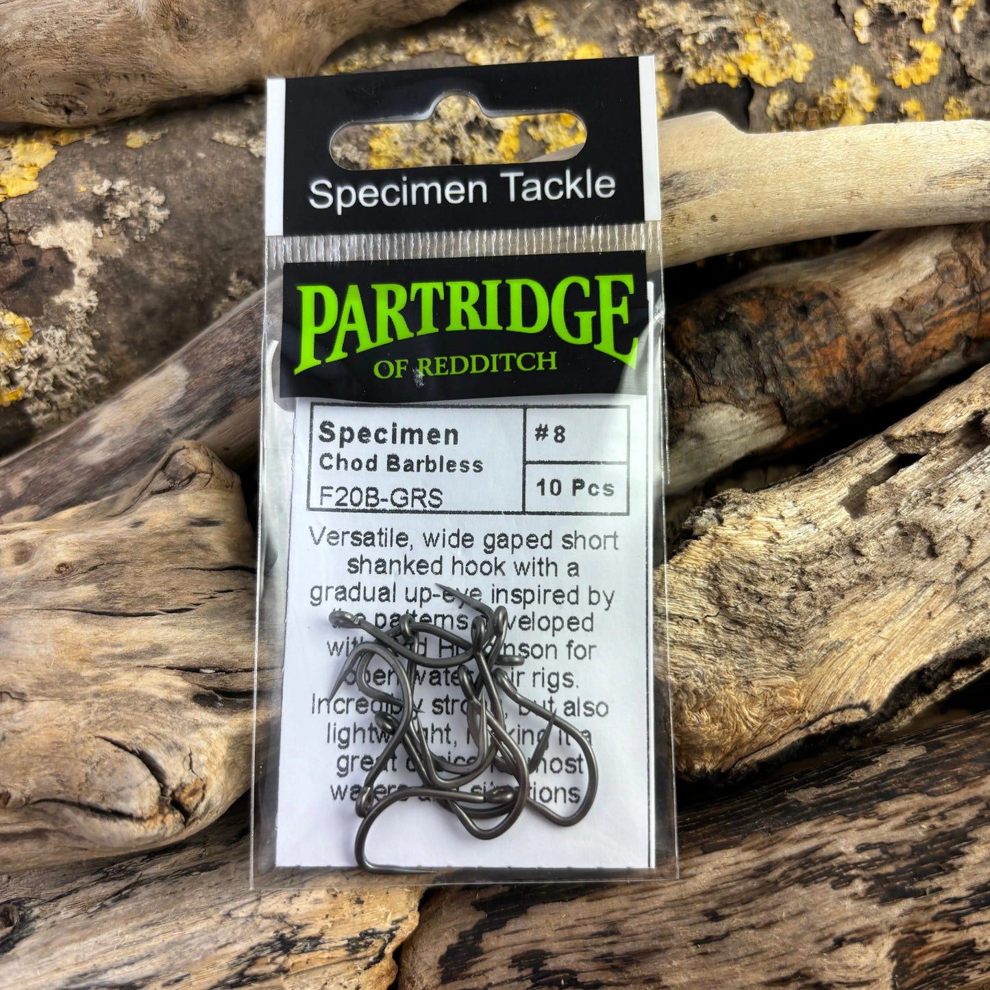 Partridge Specimen F20B-GRS-08 Chod Barbless Carp Hook SPRITE Fishing