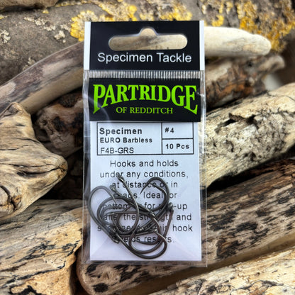 Partridge F4B Euro Barbless Carp Hook - 10 Hooks SPRITE Fishing