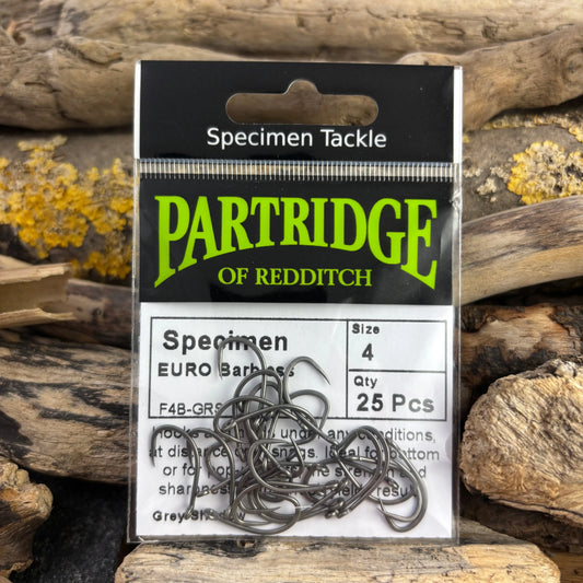 Partridge F4B Euro Barbless Carp Hook - 25 Hooks SPRITE Fishing