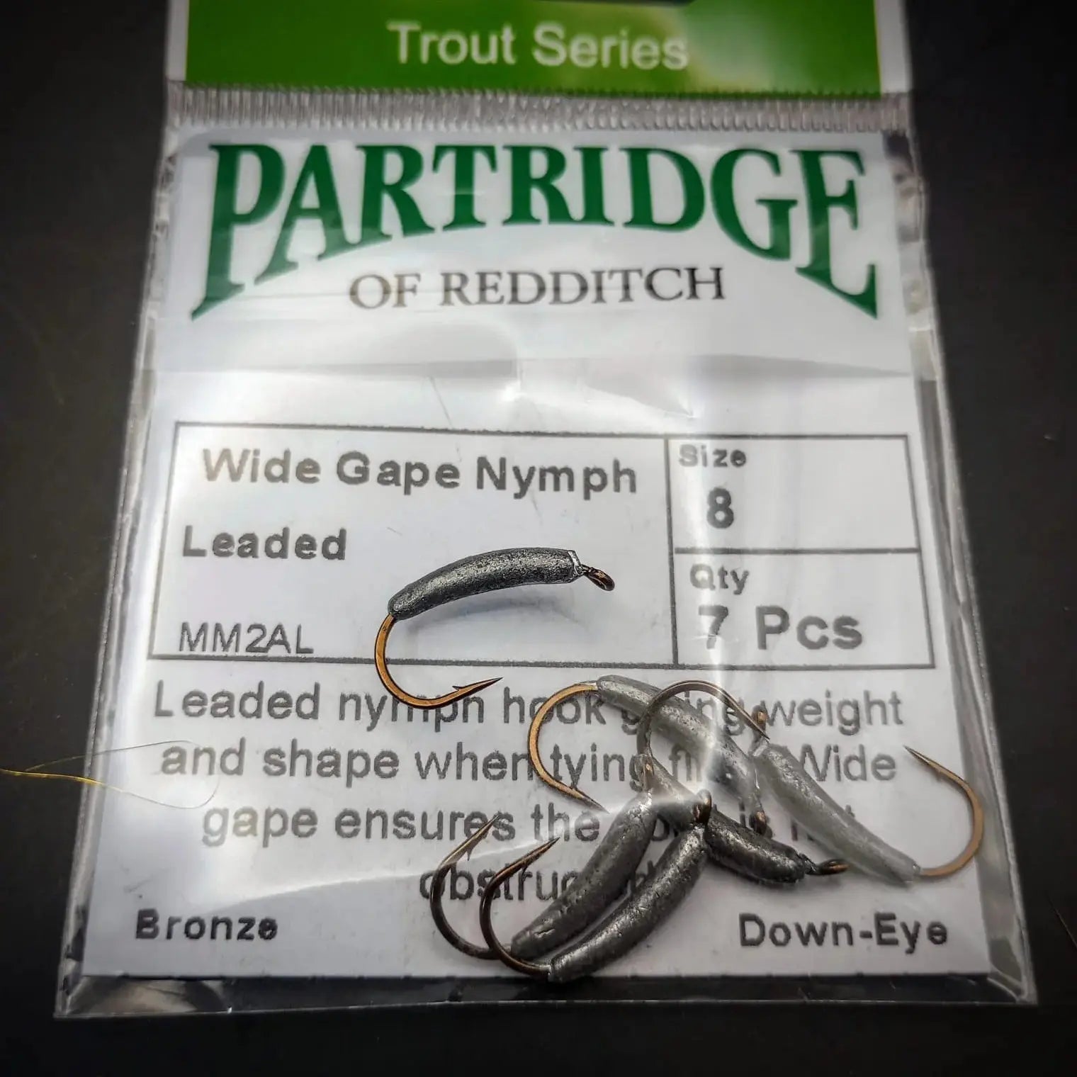 Partridge Heritage YMM2AL Leaded Wide Gape Nymph Hooks packed -  SPRITE Fishing