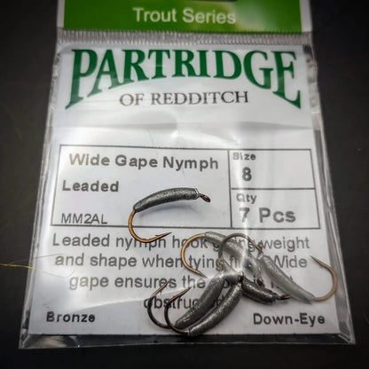 Partridge Heritage YMM2AL Leaded Wide Gape Nymph Hooks packed -  SPRITE Fishing