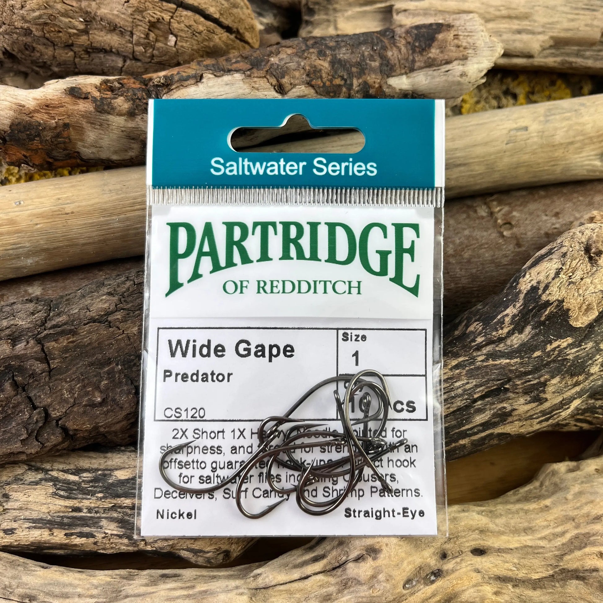 Partridge Saltwater Wide Gape Fly Hook for all saltwater patterns for Bass, Redfish and Bunkers SPRITE Fishing