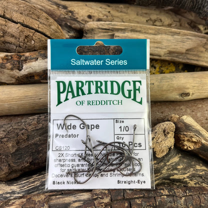 Partridge Saltwater Wide Gape Fly Hook for all saltwater patterns for Bass, Redfish and Bunkers SPRITE Fishing