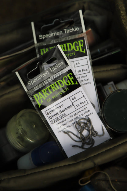 Partridge Carp F20B-GRS Specimen Chod Barbless Hook - SPRITE Fishing