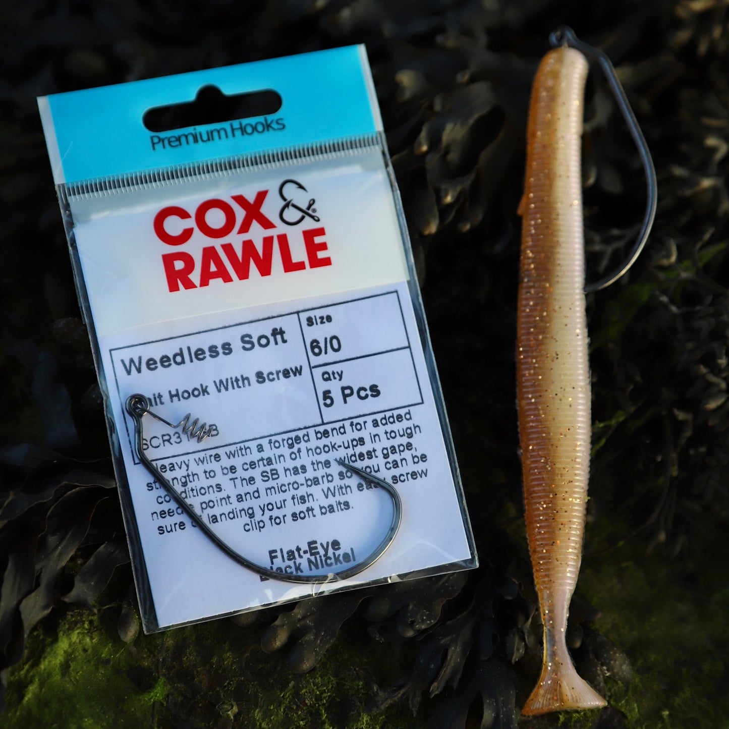 Cox & Rawle SCR31-SB Weedless Soft Bait Hook With Screw