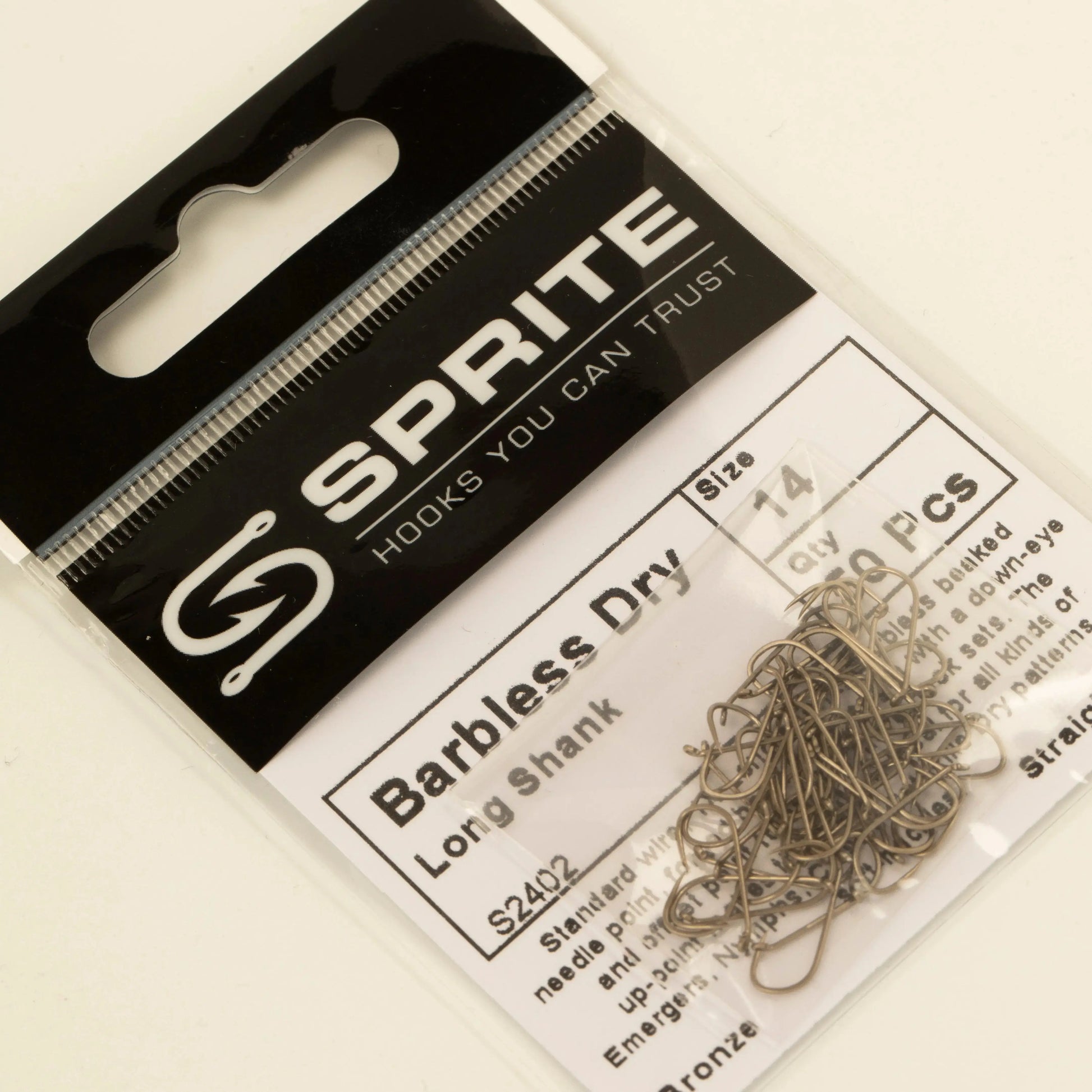 Sprite S2402 Barbless Long-Shank Dry Hook SPRITE Fishing