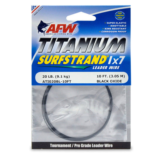 American fishing Wire - Titanium Surfstrand, Bare 1x7 Leader Wire, Black Oxide, 10 ft / 3.1 m