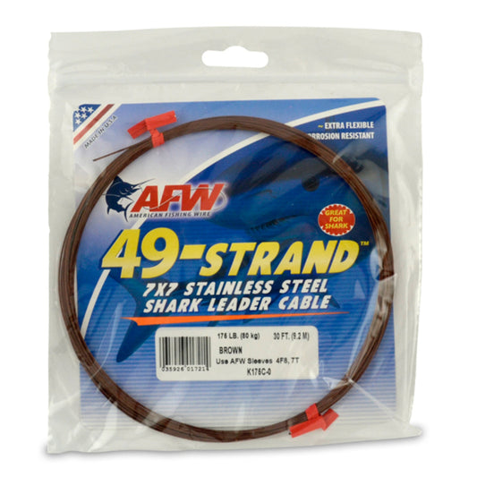 American fishing Wire - 49 Strand, 7x7 Stainless Steel Shark Leader Cable, Camo, 30 ft / 9.2 m