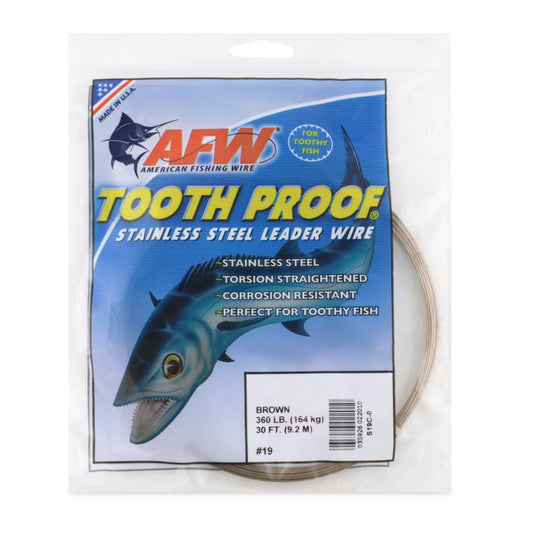 American fishing Wire - Tooth Proof Stainless Steel Single Strand Leader Wire, Camo, 30 ft / 9.2 m